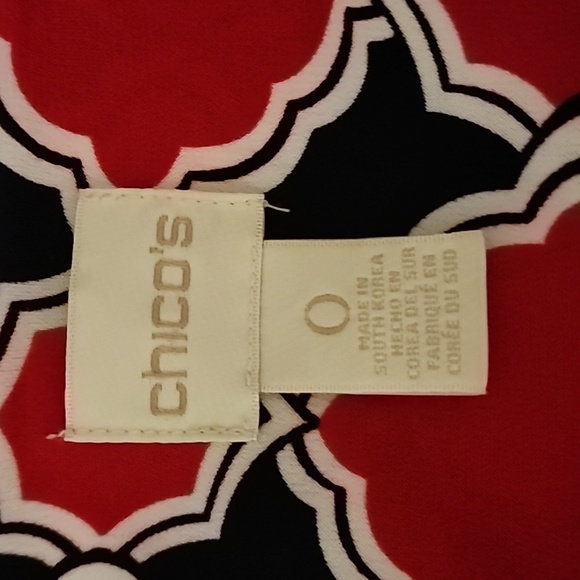 CHICOS black and red geometric design tunic Size 0 (Sm/4) - Picture 5 of 5